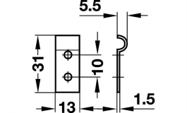 Hafele - Запорний гачок оцинкований 13х31х1.3мм - 380.64.900
