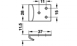 Hafele - Запорний гачок 28х40х2 мм, нерж.сталь - 380.65.030