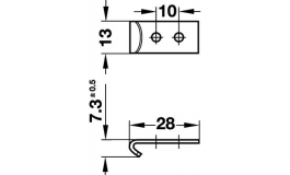 Hafele - Гачок замикаючий сталевий оцинкований 13x28x1.3мм - 380.65.900