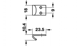 Hafele - Запорний гачок 18х24х2 мм, сталь, оцинков. - 380.65.910