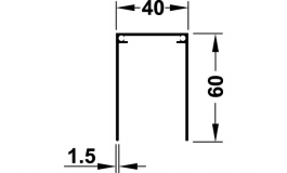 Hafele - Направляюча верхня одинарна алюмінієва колір: срібний анодований 6м 60х40мм - 403.36.906