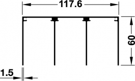 Hafele - Направляюча верхня потрійна алюмінієва колір: срібний анодований 6м 60х117.6мм - 403.36.926