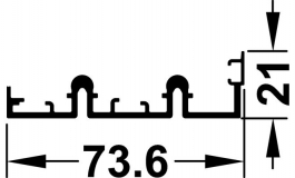 Hafele - Шина ходова FINETTA T 70 VF подвійна алюміній колір: срібний 2.5м під заглушку - 405.36.612