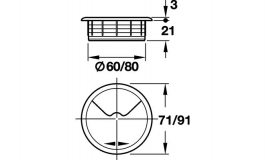 Hafele - Заглушка 80 мм під дріт (жовтий) - 428.96.804