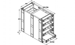 Hafele - Контейнер-тумбочка "QUICK-KIT" 600, 1-3-3-3-3 - 429.68.364