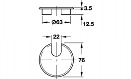Hafele - Кришка для кабельного каналу цинк,хром полірований - 429.94.258