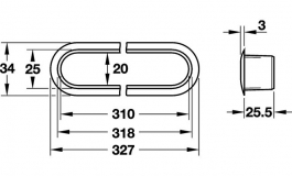 Hafele - Направляючий лоток для паперу 327x34мм, пластик, колір нержавіючої сталі - 429.98.010