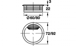 Hafele - Кабельний канал 2-ох секційний пластиковий, колір: білий алюміній  60 мм - 429.99.212