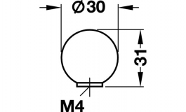 Hafele - Ручка-кнопка SS, алюм,срібляст.,кольор.30мм - 491.04.244