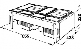 Hafele - Сміттєзбірник 900 / на 7 смітників загальний об'єм 68л модель XXL3630-90 - 502.03.209