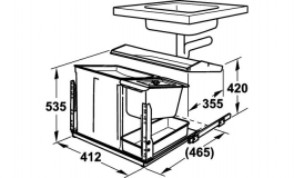 Hafele - Смітник 35/4,5/2,5л, частковий висув, колір срібний/сірий, для ширини корпусу 600мм - 502.47.171