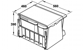 Hafele - Смітник пластиковий 700-60 M MOTION 2x8/2x18 л - 502.64.136