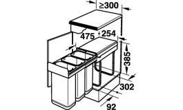 Hafele - Сміттєзбірник  3х10 л, повн.висун., нерж.сталь - 502.67.033