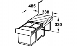 Hafele - Сміттєзбірник 2х8 л, 1х16 л, повн.висун, нерж.стал - 502.67.050