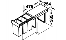 Hafele - Сміттєзбірник 3-х секційний 3х10 литрів, чорний - 502.67.733