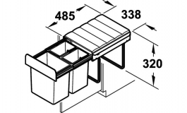 Hafele - Сміттєзбірник колір сірий  1x16л /2x8 л - 502.67.750