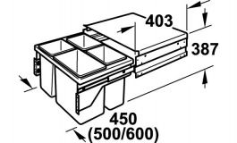 Hafele - Сміттєзбірник сірий F 3 x 10 L  модель 3609-45 - 502.70.041