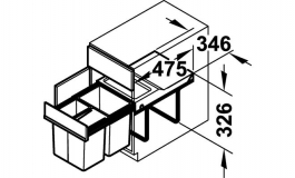 Hafele - Смітник 2х18Л/2х8,5 Л повний висув, сірий - 502.70.833