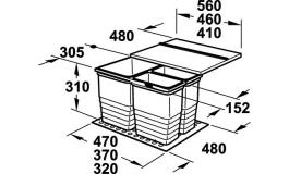 Hafele - Сміттєзбірник  2х8 л та 1х17 л Tandem 600 - 502.90.917