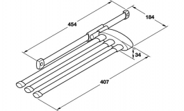 Hafele - Вішалка на 3 рушники, висувна монтаж верхній/боковий, алюміній 454мм. - 510.06.550