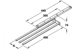 Hafele - Вішалка висувн. 450 мм, 3-консольна, алюм., анод. - 510.50.935