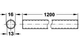 Hafele - Труба огорожі D16 мм, 1200 мм, хром. матов. - 521.15.429