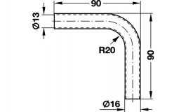 Hafele - Кут 90 град. до труби D16 мм, сталь, хром. полір. - 521.16.211