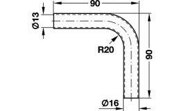 Hafele - Коліно труби Linero 90 град. сталеве, колір нержавійка, d=16 мм - 521.16.610