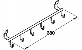 Hafele - Навісний тримач на 6 гачків 380 мм  Linero 2000, колір нержавіюча сталь - 521.61.600