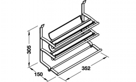 Hafele - Навісний тримач для рулонів з 3-ма поличками 352х150х305 мм  Linero 2000, колір нержавіюча сталь - 521.61.610