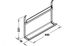 Hafele - Навісна підставка для книги 440х74х320 мм  Linero 2000, колір  нержавіюча сталь - 521.61.627