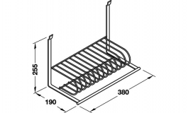 Hafele - Навісна сушка для тарілок 380х190х255 мм Linero 2000, колір нержавіюча сталь - 521.61.632