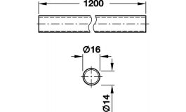 Hafele - Труба огорожі 16 мм, 1200 мм, сталь, хром.полір - 522.45.206