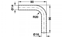 Hafele - Коліно 90 град, труба D16 мм, сталь, хром, полір. - 522.45.210