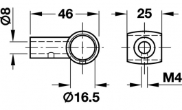 Hafele - Тримач труби D16 мм,Т-подібн, цамак, хром.полір - 522.45.221