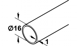Hafele - Труба релінг нержавіюча сталь матова D 16/1000 мм - 522.76.001