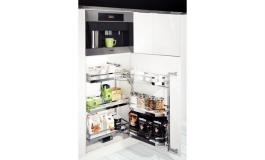 Hafele - Комплект висувної шафи TANDEM ARENA STYLE на 6 полиць з SOFT STOPP 562х1700мм, колір "блискучо білий" - 545.94.652