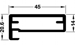 Hafele - Рамний профіль 45 х 20,6 мм алюміній сріблястий - 563.01.900