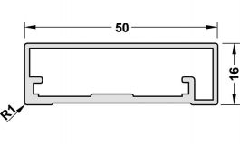 Hafele - Профіль алюмінієвий 50x16 колір: срібний (згідно розмірів) - 563.04.900