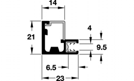 Hafele - Рамковий профіль 21х23 мм, алюміній анодов. - 563.25.901