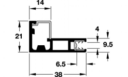 Hafele - Рамковий профіль 21х38 мм, алюміній анодов. - 563.26.901