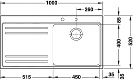 Hafele - Мийка Mythos нержавіюча сталь матова права 1000х520 мм - 565.37.060