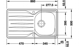 Hafele - Мийка гладка Libera 860x500 мм - 565.40.010