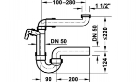 Hafele - Компактний сифон 1 1/2" x DN50 - 565.96.005