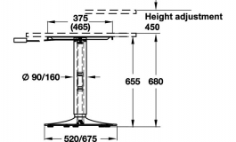 Hafele - Стійка столу L1 хром.мат.800мм - 630.37.401