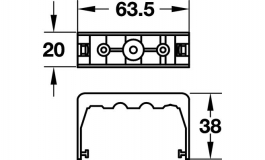 Hafele - Декоративний кабельний канал для столів вертик. пластм. макс.Н стола 1280мм колір біл.алюміній - 631.01.910