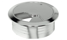 Hafele - Кабельний канал 2-х секційний пластик колір: нержавіюча сталь 60мм - 631.21.002