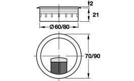 Hafele - Кабельний канал пластиковий колір: нержавіюча сталь D80 мм - 631.35.014