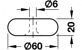 Hafele - Ніжка меблева алюм. поліров.60x20мм - 634.21.221