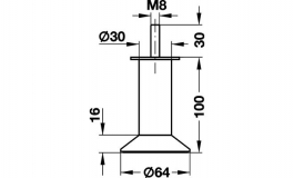 Hafele - Меблева ніжка з регул. висоти М8, Н 100мм, алюмін. - 634.48.903